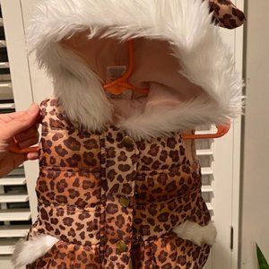 3-6 month adorable baby girl leopard print puffer vest